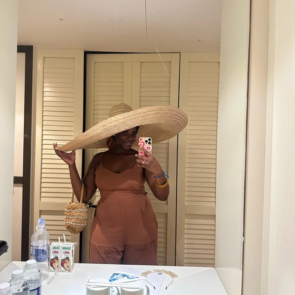 Wide-Brim Straw Sun Hat - Natural